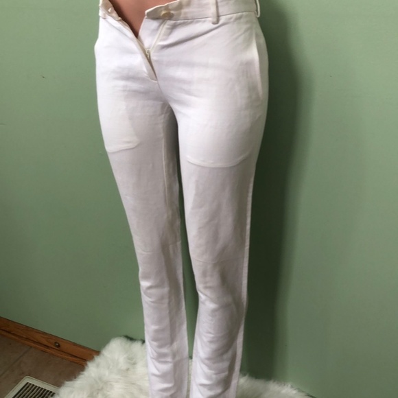 Bottega Veneta Womens Pants White Linen Cotton Blend Pockets Zip Italy 40 - Picture 4 of 7